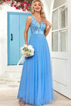 Robe Champêtre Bohème Demoiselle D’Honneur Longue Tulle Col V Dentelle Paillettes Élégante Soirée Été