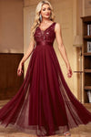 Robe Champêtre Bohème Demoiselle D’Honneur Longue Tulle Col V Dentelle Paillettes Élégante Soirée Été
