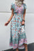Robe Champêtre Bohème Florale Col V Manches Volantées Taille Smockée Fendue Longue Été