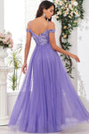 Robe Champêtre De Soirée Maxi À Paillettes Col Bardot Bretelles Fines Longue Fluide En Tulle