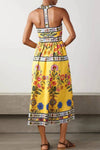 Robe Champêtre Longue Bohème Sexy À Imprimé Floral Avec Poches Col Droit
