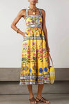 Robe Champêtre Longue Bohème Sexy À Imprimé Floral Avec Poches Col Droit