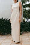 Robe Champêtre Longue Col Rond Sans Manches Blanche Boho Chic