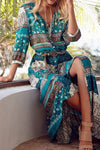 Robe Champêtre Longue Maxi Bohème Manches Longues Motifs Fleuris