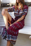 Robe Champêtre Longue Maxi Bohème Manches Longues Motifs Fleuris