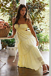 Robe Champêtre Maxi Dos Nu Col Droit Bretelles Spaghetti Taille Empire Fluide Bohème Été Élégante