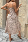 Robe Champêtre Midi À Bretelles Sans Manches Taille Haute Fente Latérale Coupe A-Line