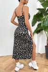 Robe Champêtre Midi Col Carré Bretelles Fines Coupe Fourreau Fendue Fleurie