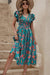 Robe Champêtre Midi Fleurie Smockée À La Taille Manches Volantées Col V