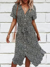 Robe Champêtre Robe Mi Longue Décontractée Col V Manches Courtes Ceinture Nouée Imprimé Floral Bohème Plage Été