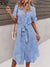 Robe Champêtre Robe Mi Longue Décontractée Col V Manches Courtes Ceinture Nouée Imprimé Floral Bohème Plage Été