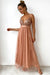 Robe Champêtre Sexy De Soirée Fendue Dos Nu Maxi À Paillettes Élégante À Bretelles