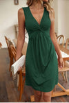 Robe Champêtre Unie Sans Manches Épaules Dénudées Coupe Slim Courte