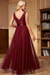 Robe Champêtre Bohème Demoiselle D’Honneur Longue Tulle Col V Dentelle Paillettes Élégante Soirée Été