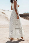 Robe Champêtre Bohème Dentelle Col V Sans Manches Longue Été Décontractée Plage