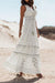 Robe Champêtre Bohème Dentelle Col V Sans Manches Longue Été Décontractée Plage