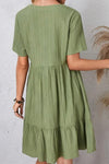 Robe Champêtre Col En V Manches Courtes Coupe A-Line