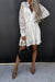 Robe Champêtre Courte Col Chemise Manches Longues Dentelle Ajourée Boutonnée Taille Ceinturée