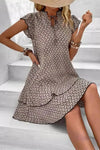 Robe Champêtre Courte Col En V Manches Papillon Coupe A-Line Ourlet Asymétrique