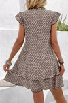 Robe Champêtre Courte Col En V Manches Papillon Coupe A-Line Ourlet Asymétrique