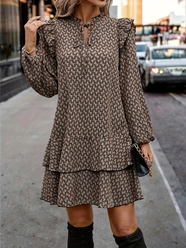 Robe Champêtre Courte Col En V Manches Papillon Coupe A-Line Ourlet Asymétrique