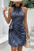 Robe Champêtre Courte Col Halter Sans Manches Drapée À Pois
