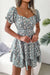 Robe Champêtre Courte Plissée Fleurie Manches Courtes
