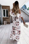 Robe Champêtre Longue Bohème À Fleurs Épaules Nues Bretelles Spaghetti