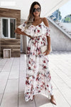 Robe Champêtre Longue Bohème À Fleurs Épaules Nues Bretelles Spaghetti