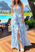 Robe Champêtre Longue Col En V Bretelles Volantées Découpes Côtés Coupe A-Line Volants Fleurie