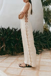 Robe Champêtre Longue Col Rond Sans Manches Blanche Boho Chic