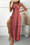 Robe Champêtre Longue Col V Bretelles Fines Coupe A-Line Bohème