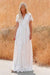 Robe Champêtre Longue Dentelle Manches Courtes Col V Élégante Ample