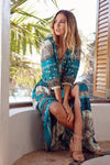 Robe Champêtre Longue Maxi Bohème Manches Longues Motifs Fleuris