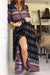 Robe Champêtre Longue Maxi Bohème Manches Longues Motifs Fleuris