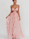 Robe Champêtre Maxi Ajourée Dos Nu Sans Manches À Lacets Soirée