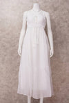 Robe Champêtre Maxi Dos Nu Col Droit Bretelles Spaghetti Taille Empire Fluide Bohème Été Élégante