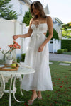 Robe Champêtre Maxi Dos Nu Col Droit Bretelles Spaghetti Taille Empire Fluide Bohème Été Élégante