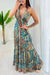 Robe Champêtre Maxi Imprimé Tribal Col En V Bretelles Fines Dos Nu Fluide