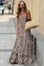 Robe Champêtre Maxi Léopard À Volants Sans Manches Dos Nu Fluide